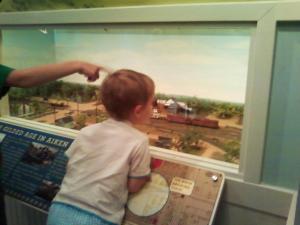 Checking out the dioramas and model train at the Aiken Visitor Center and Train Museum